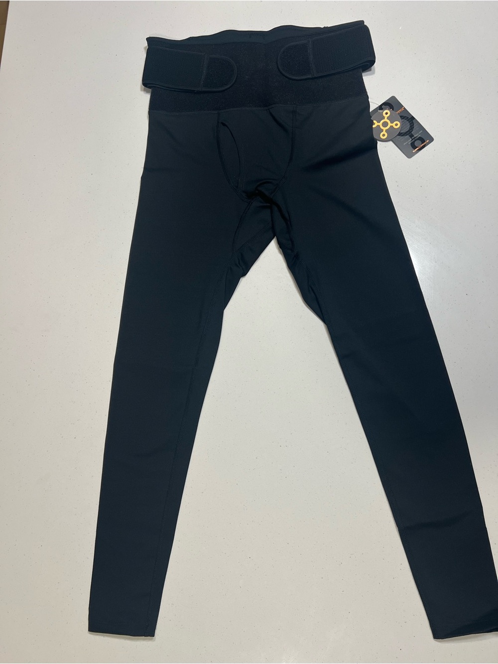 Men's Black Compression Leggings with Adjustable Support Waist